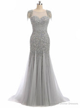 Long Mermaid Prom Dress Sparkly Beading Bodice Formal